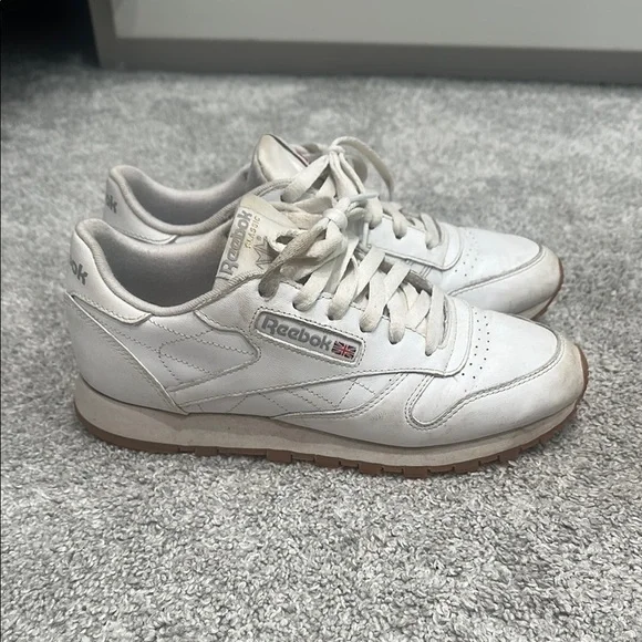 Reebok Classic White Leather Sneakers size 7.5 good used condition. 80s - Picture 1 of 14